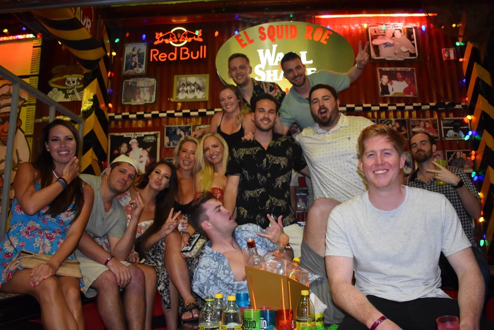 Big group celebrating on a Cabo Party Pass night at a downtown Cabo San Lucas club